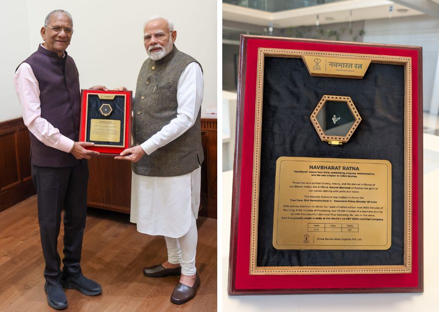 Govind Dholakia Gifts Prime Minister Modi a 2.12-Carat India-Shaped Diamond